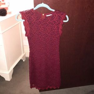 Red/ Burgundy Lace Tight Semi formal Dress